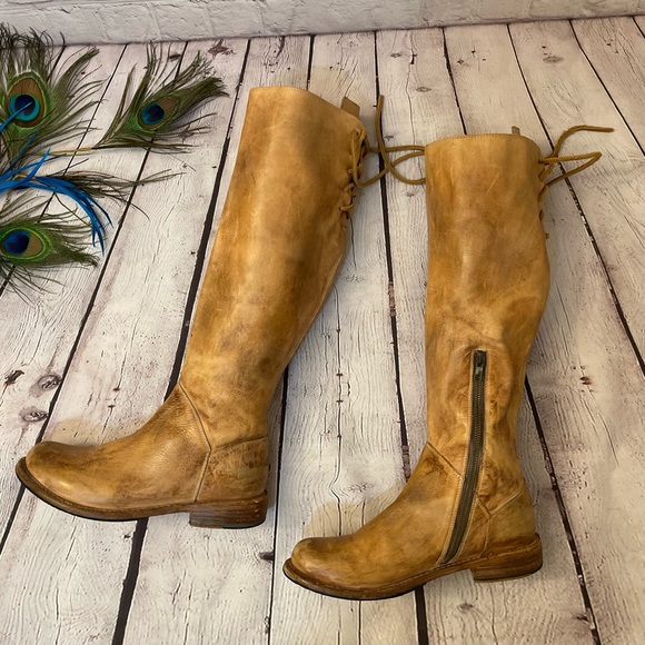 BED|STU "Manchester" Tan Rustic White Tall Boot, Size 8 - Picture 3 of 9